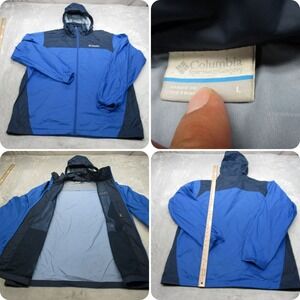 Columbia Jacket Mens Large‎ Blue Hooded Lightweight Water Resistant Packable